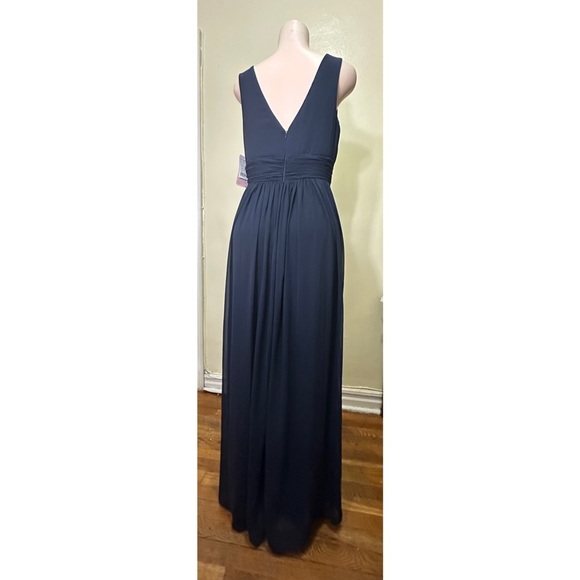 NWT Dessy Collection Blue Pleated V-Neck Gown - Picture 7 of 16